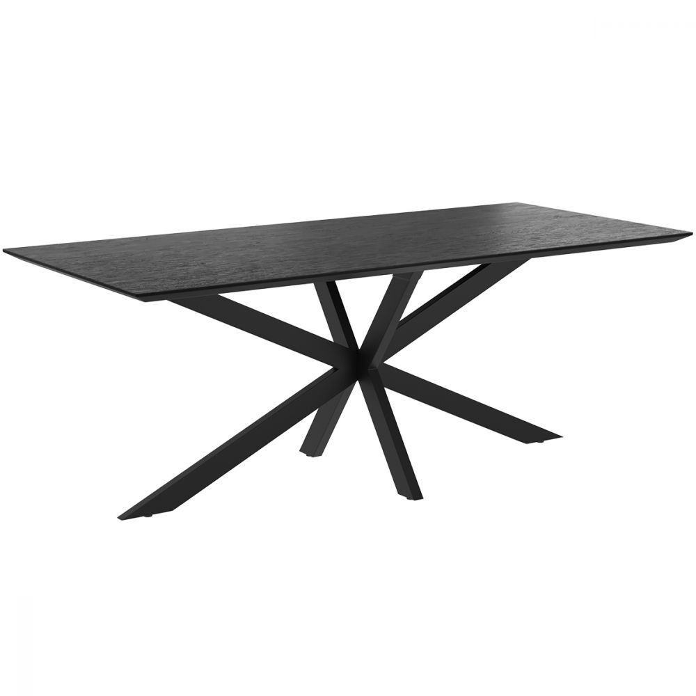 acheter table rectangulaire 220 cm en bois noir marvel - miniatura