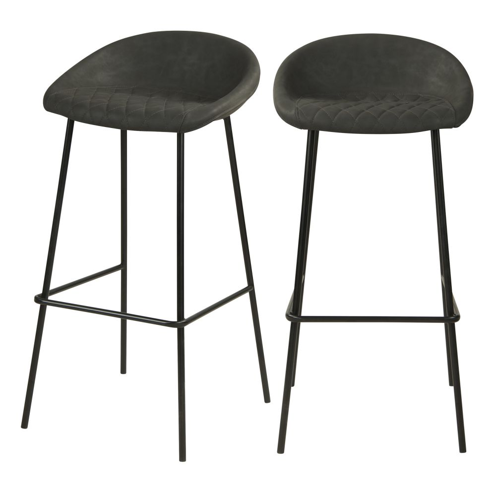 acheter tabouret de bar gris fonce en pu - miniatura