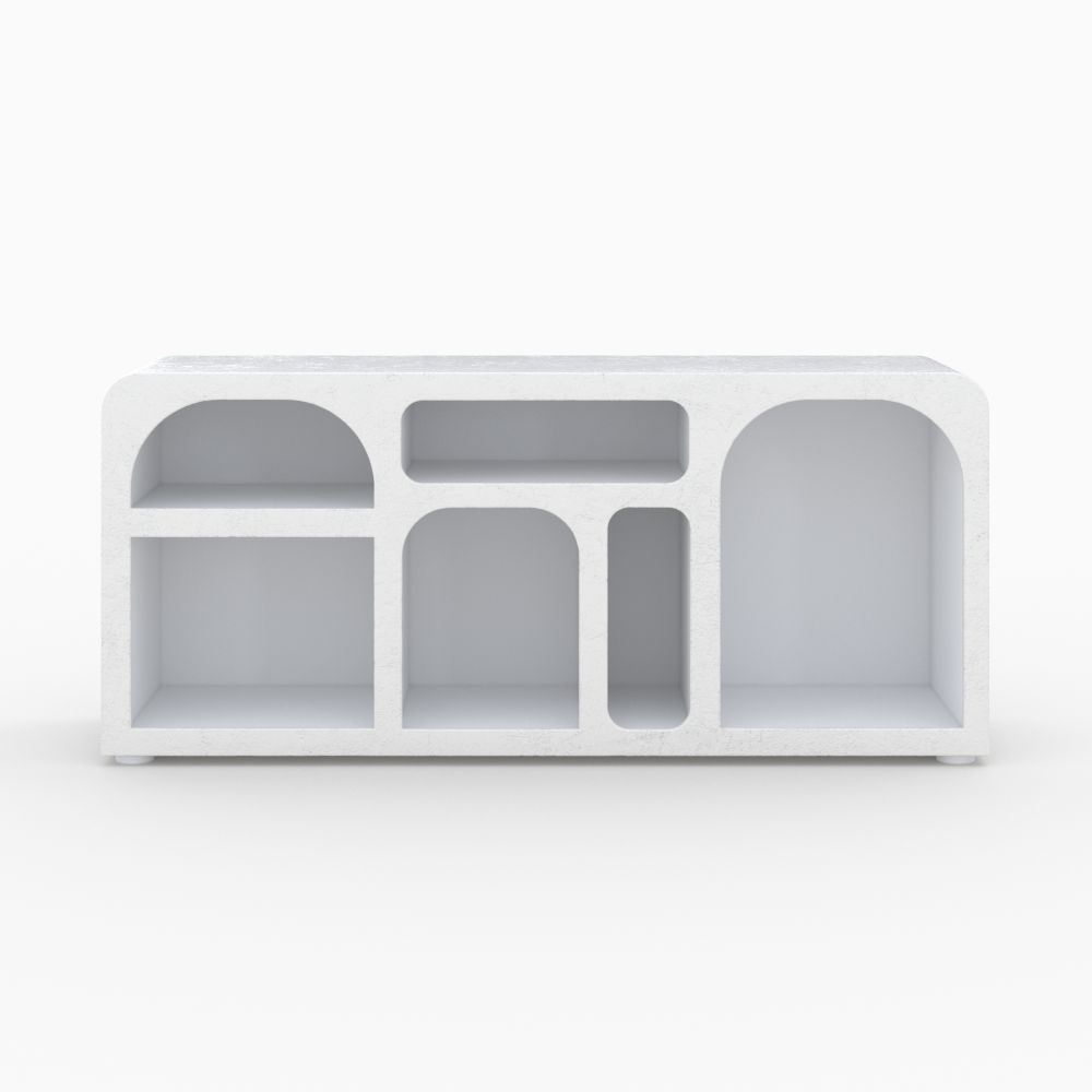 buffet multi niches en beton blanc casse fira - miniature