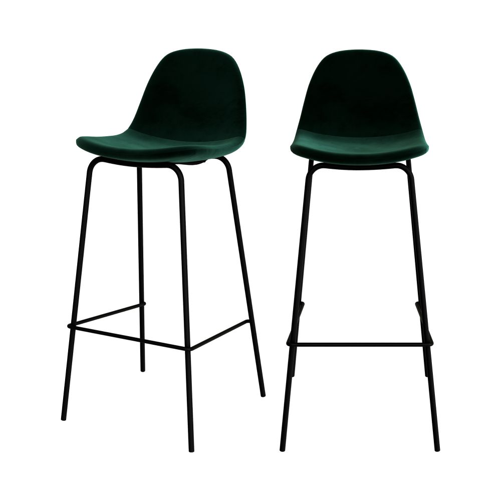 silla de bar henrik terciopelo verde oscuro 75cm     - miniatura