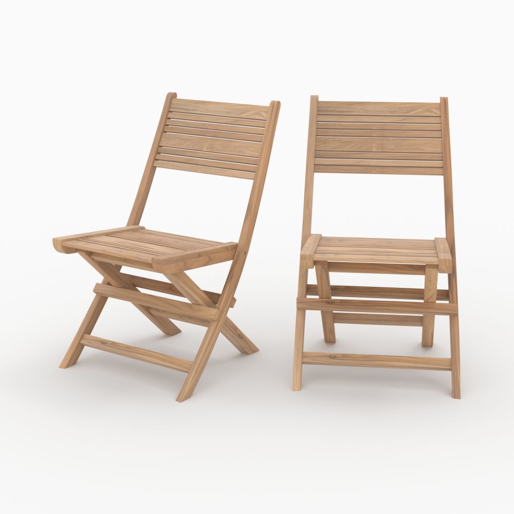 chaise de jardin en bois de teck pliante nido lot de 2 - miniatura