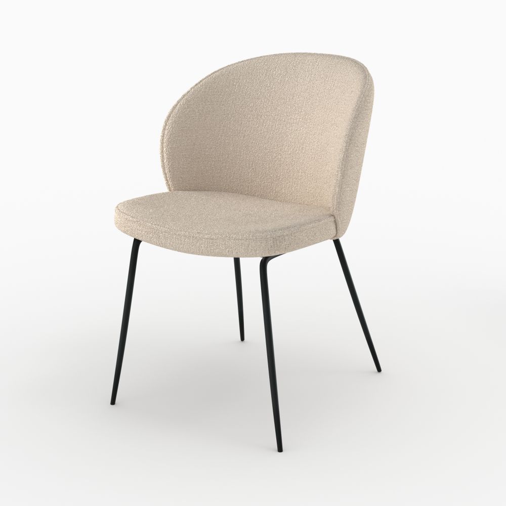 chaise en tissu boucle beige pieds noirs groom - miniatura