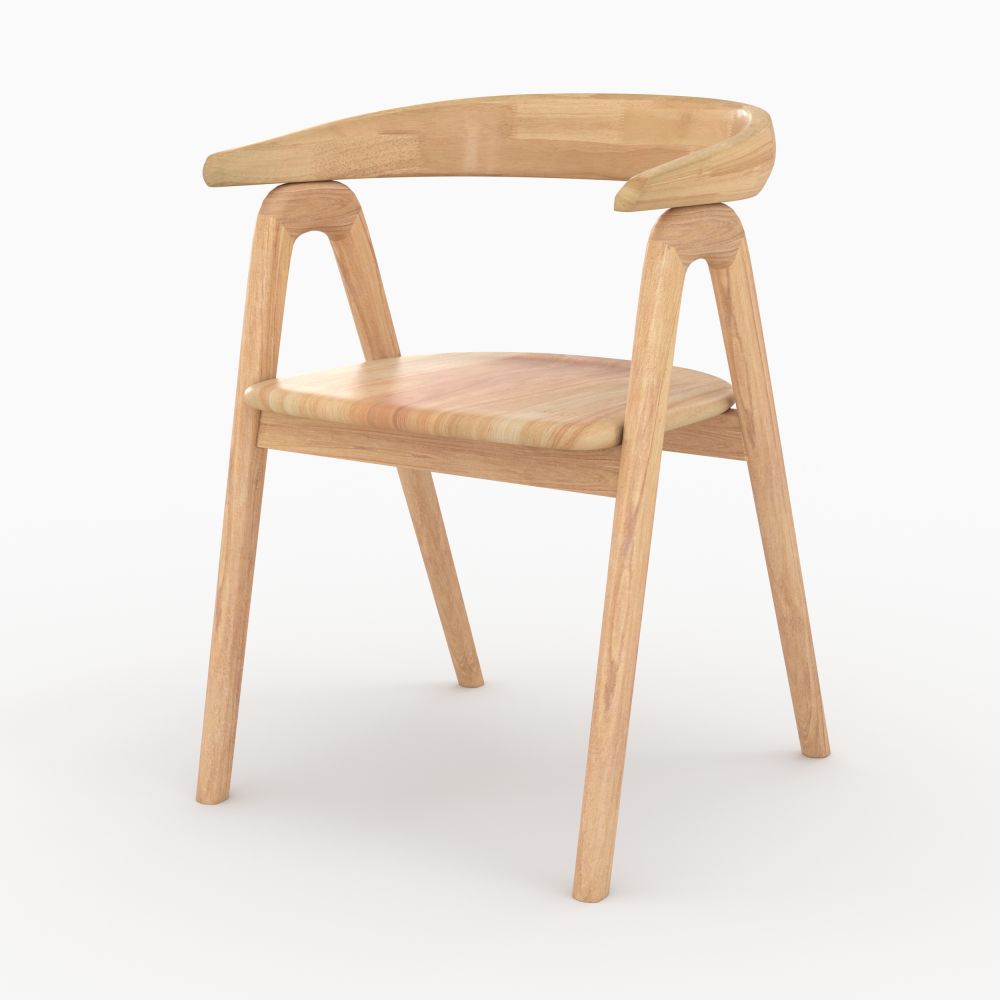 chaise hawa en bois d hevea clair avec accoudoirs - miniatura