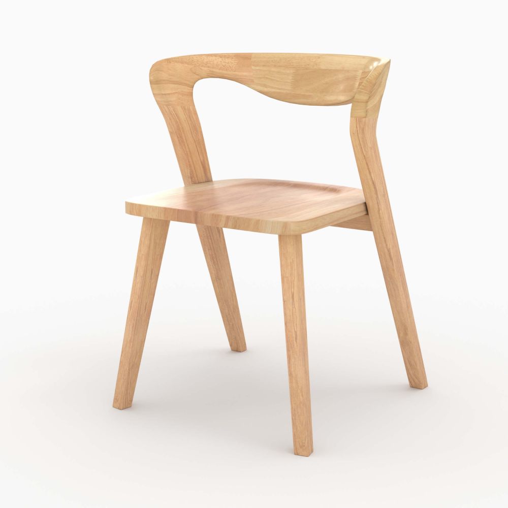 chaise vega en bois d hevea clair dossier asymetrique - miniatura