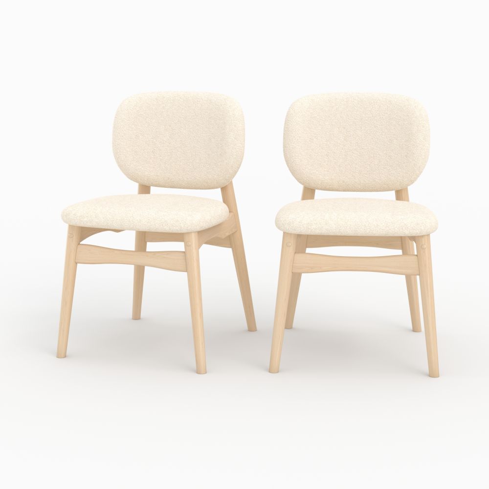 Lot de 2 chaises Paulette en tissu bouclé beige - miniature