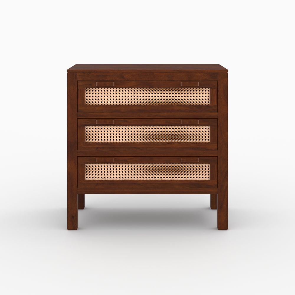 commode_tiki_bois_manguier_cannage_fonce_style_vintage_boheme - miniature