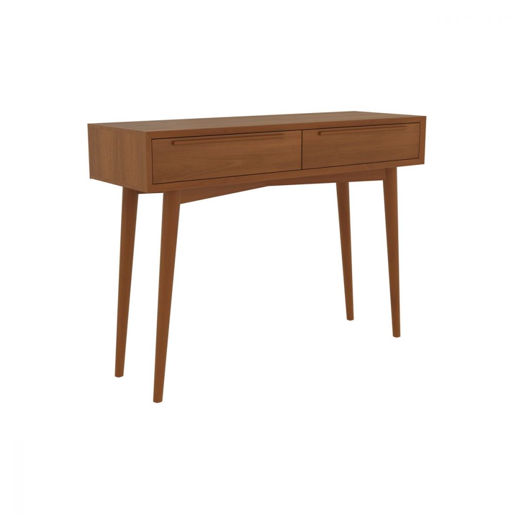 console en bois de teck fonce 2 tiroirs - miniatura