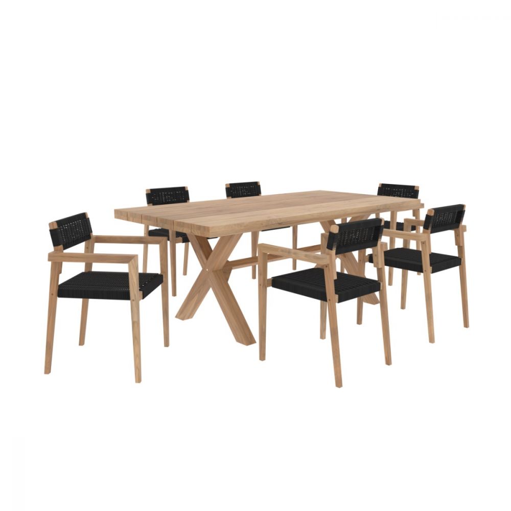 ensemble de jardin suri 6 personnes en bois de teck - miniatura