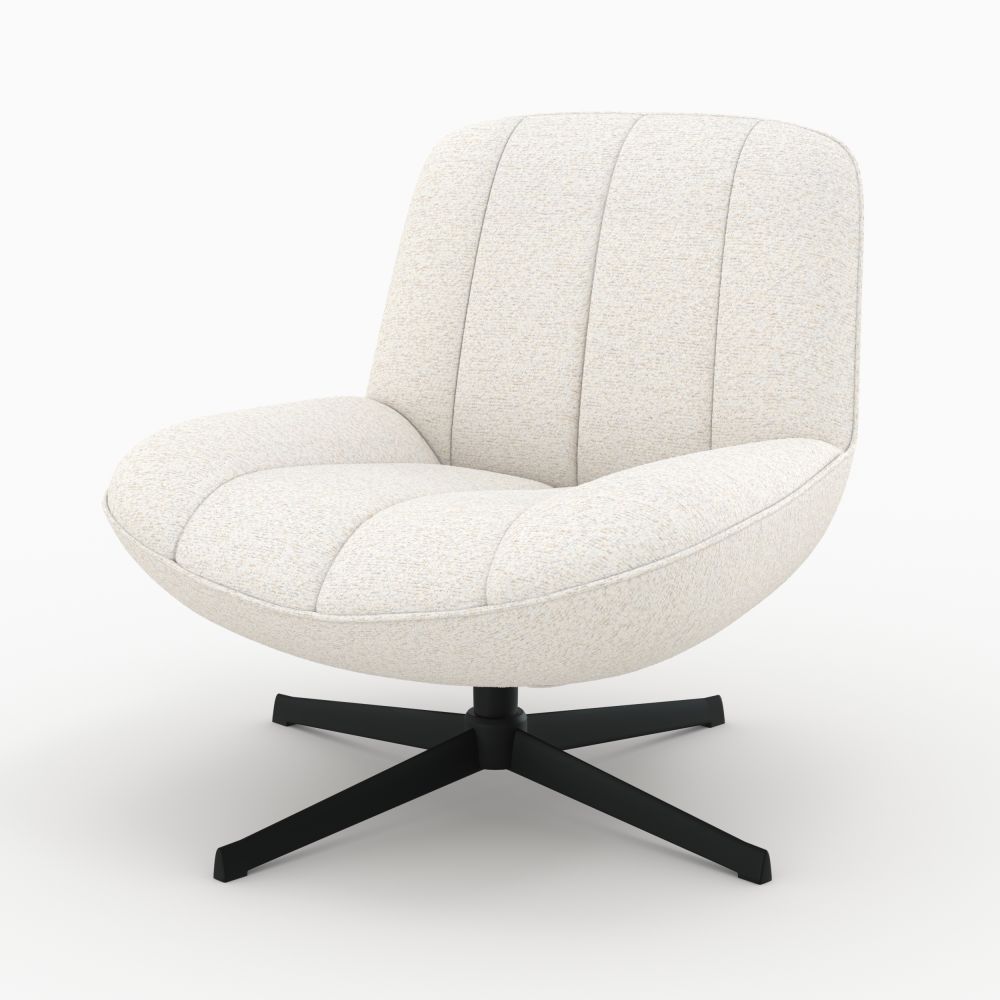 fauteuil elvis pivotant en tissu boucle blanc casse - miniatura