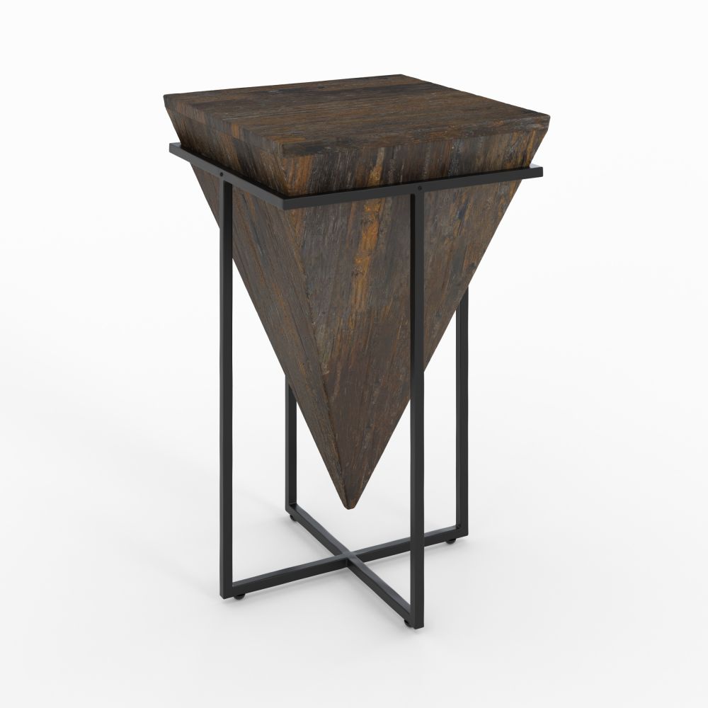 grande table d appoint en bois fonce et metal kara - miniature