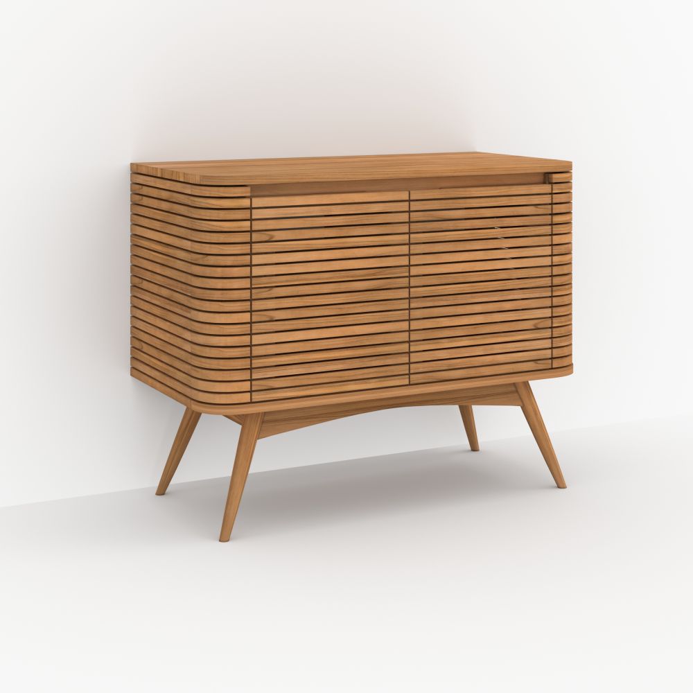 meuble de salle de bain auguste en bois de teck 100 cm rangement - miniature