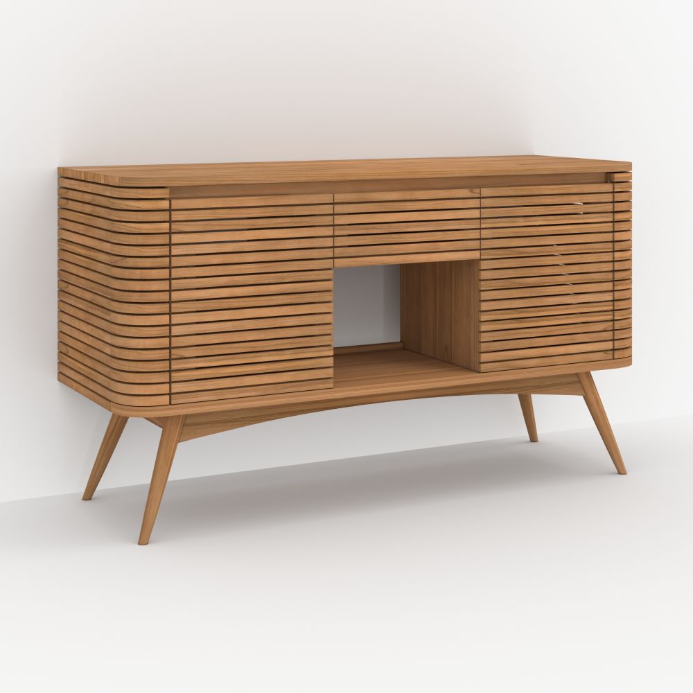 meuble de salle de bain auguste en bois de teck avec une niche 140 cm - miniature