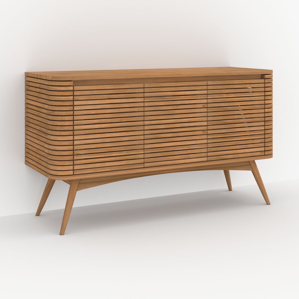 meuble de salle de bain en bois teck auguste 140 cm - miniature
