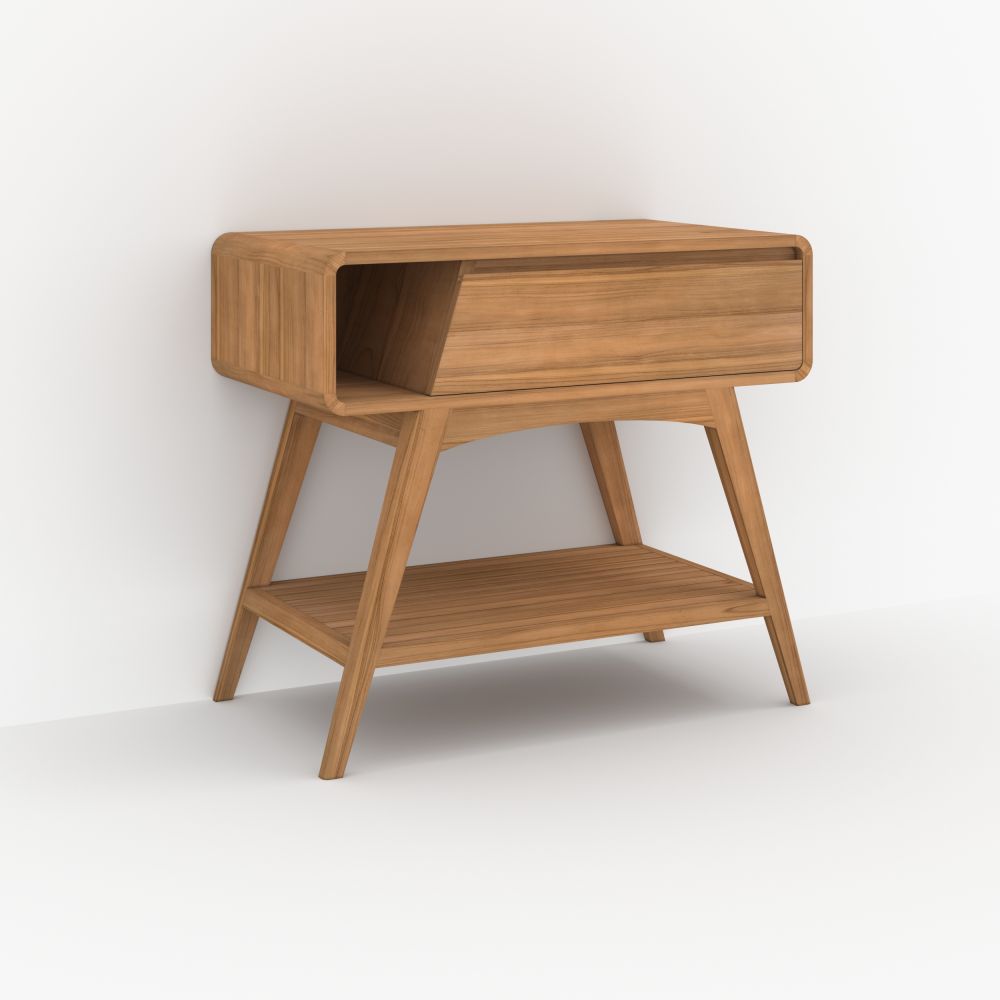 meuble de salle de bain en bois teck kafa 90 cm - miniature
