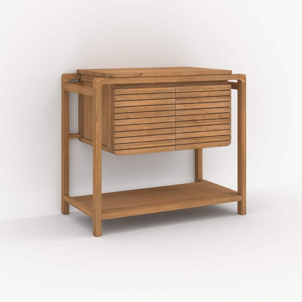 meuble de salle de bain lucette en bois de teck 90 cm - miniature