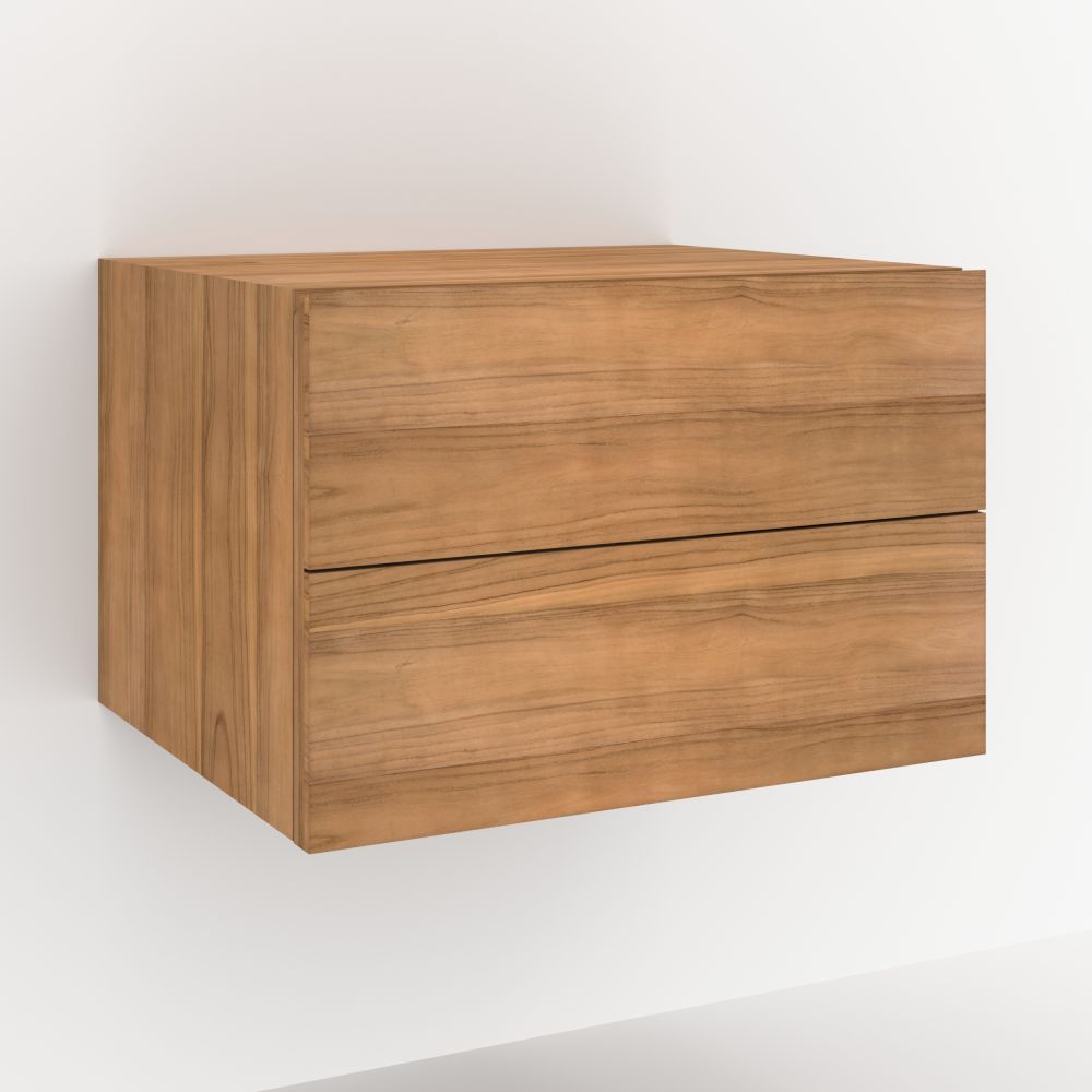 meuble de salle de bain suspendu en bois de teck hera 60 cm - miniature