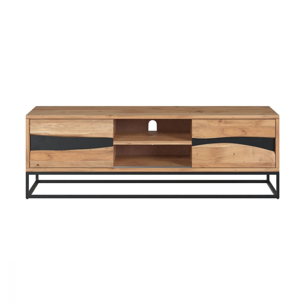 meuble tv en bois d acacia massif 140 cm - miniatura