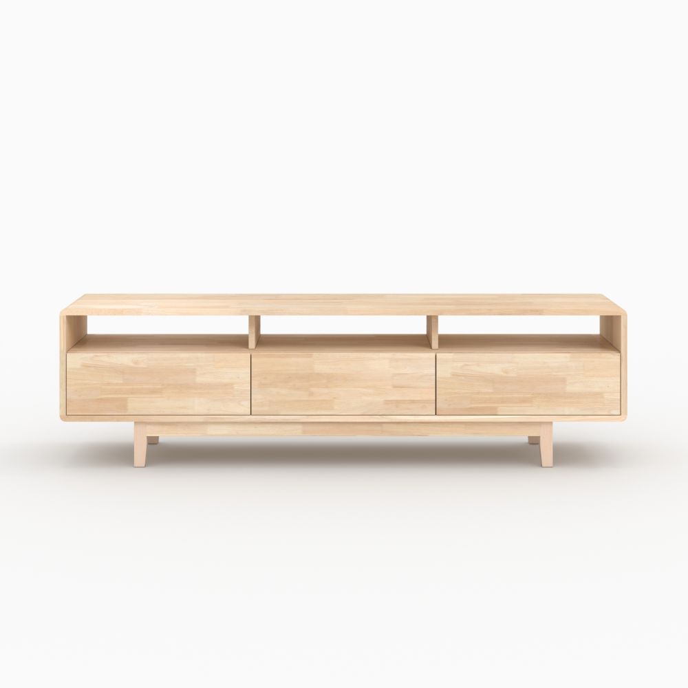 Mueble de TV Gisèle de madera de caucho maciza - miniatura