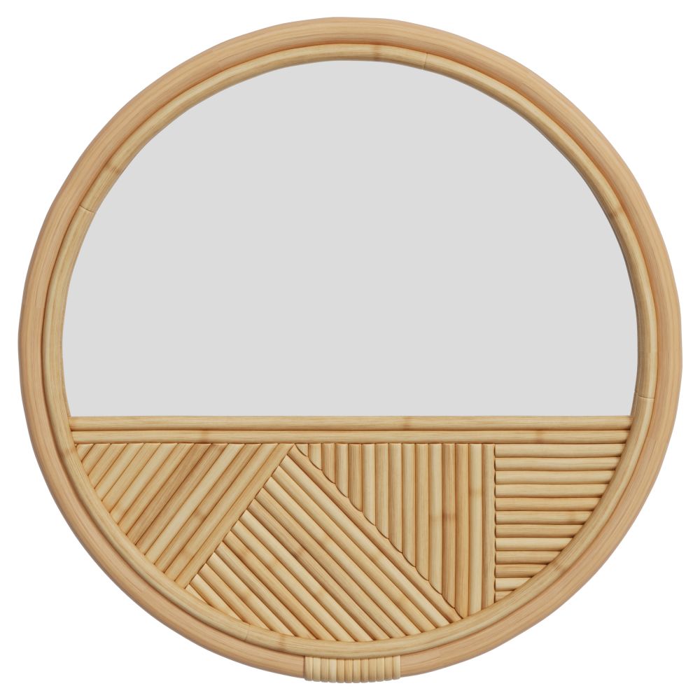 miroir rond bolio en rotin - miniature