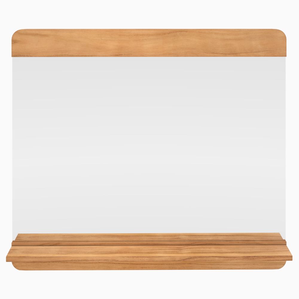 nymphea miroir mural de salle de bain rectangulaire avec etagere - miniature