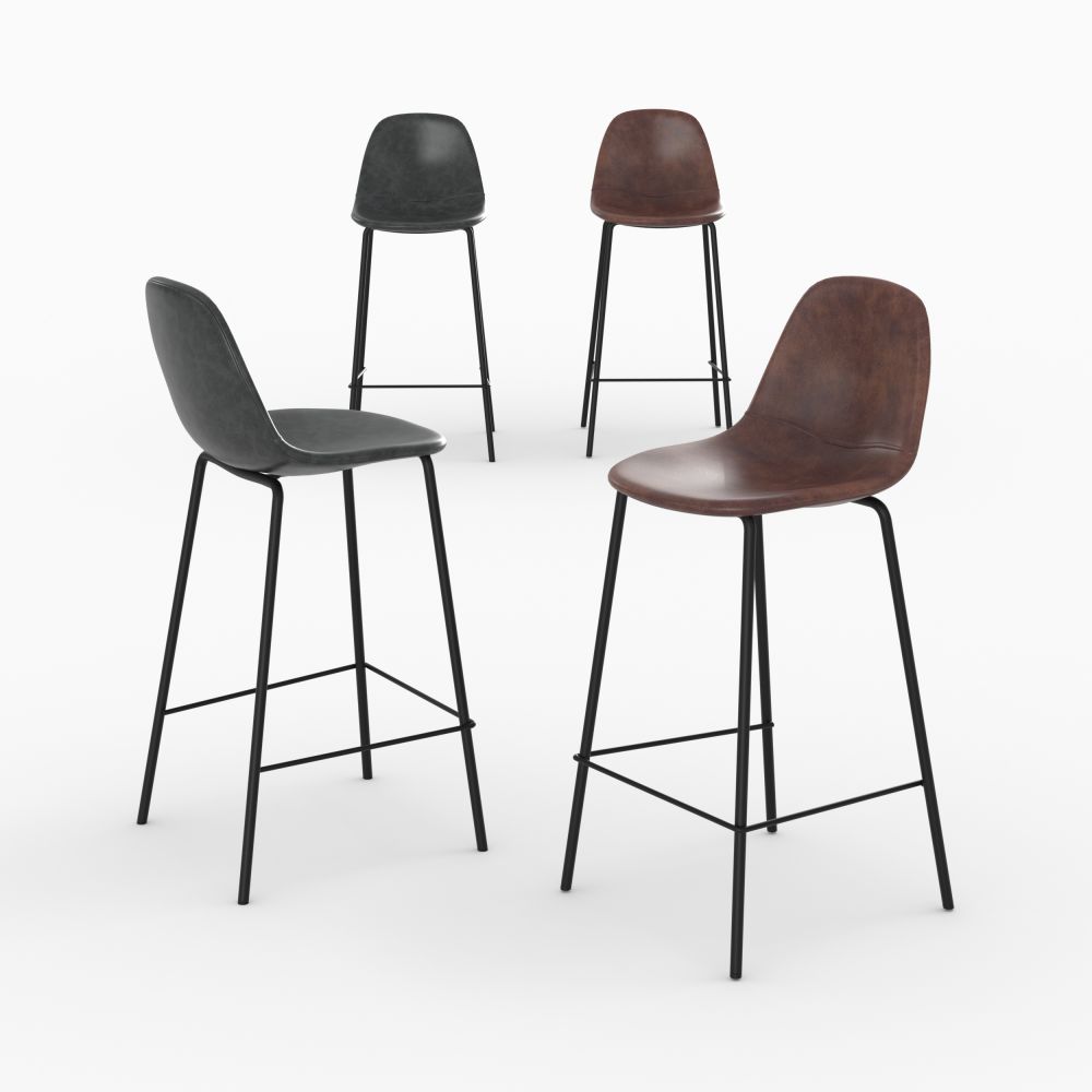 pack 4 chaises pour ilot central henrik marron et gris noir - miniature