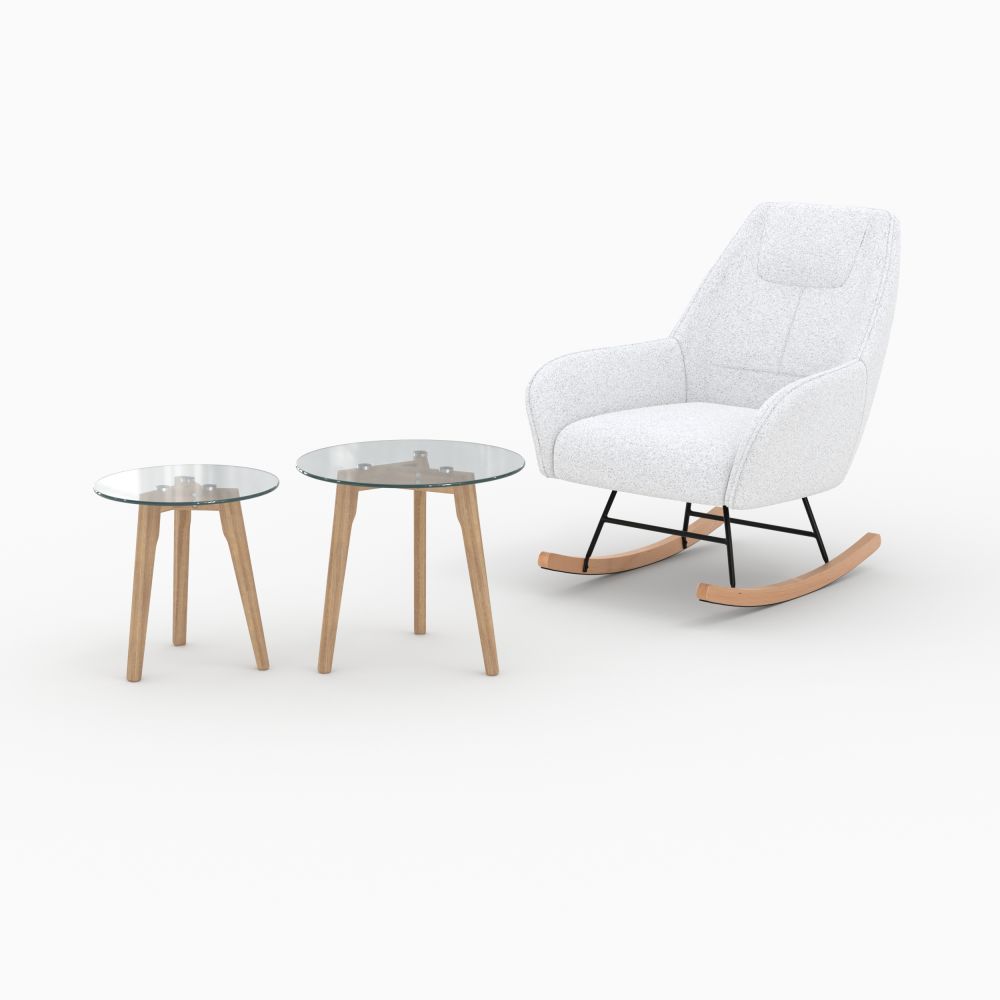 pack rocking chair en tissu boucle et table basse - miniatura