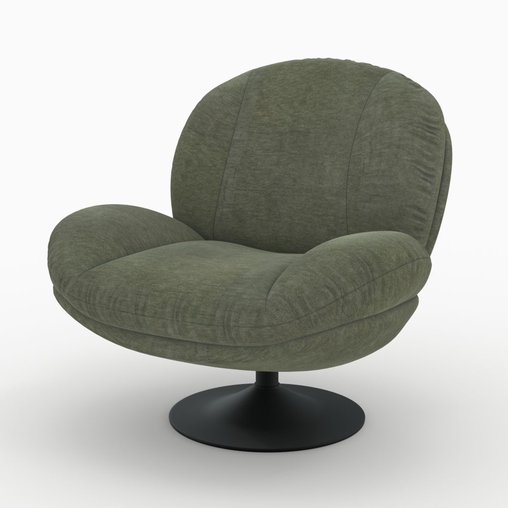 ricci fauteuil pivotant effet velours vert kaki - miniatura