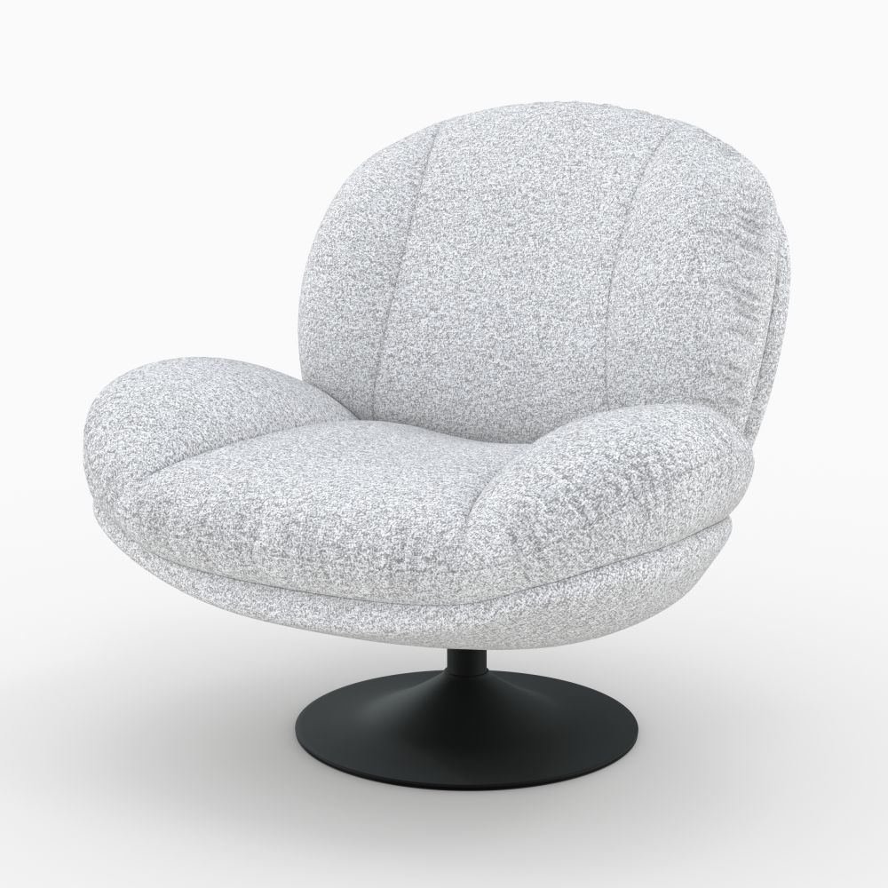 ricci fauteuil pivotant en tissu bocule gris chine - miniatura