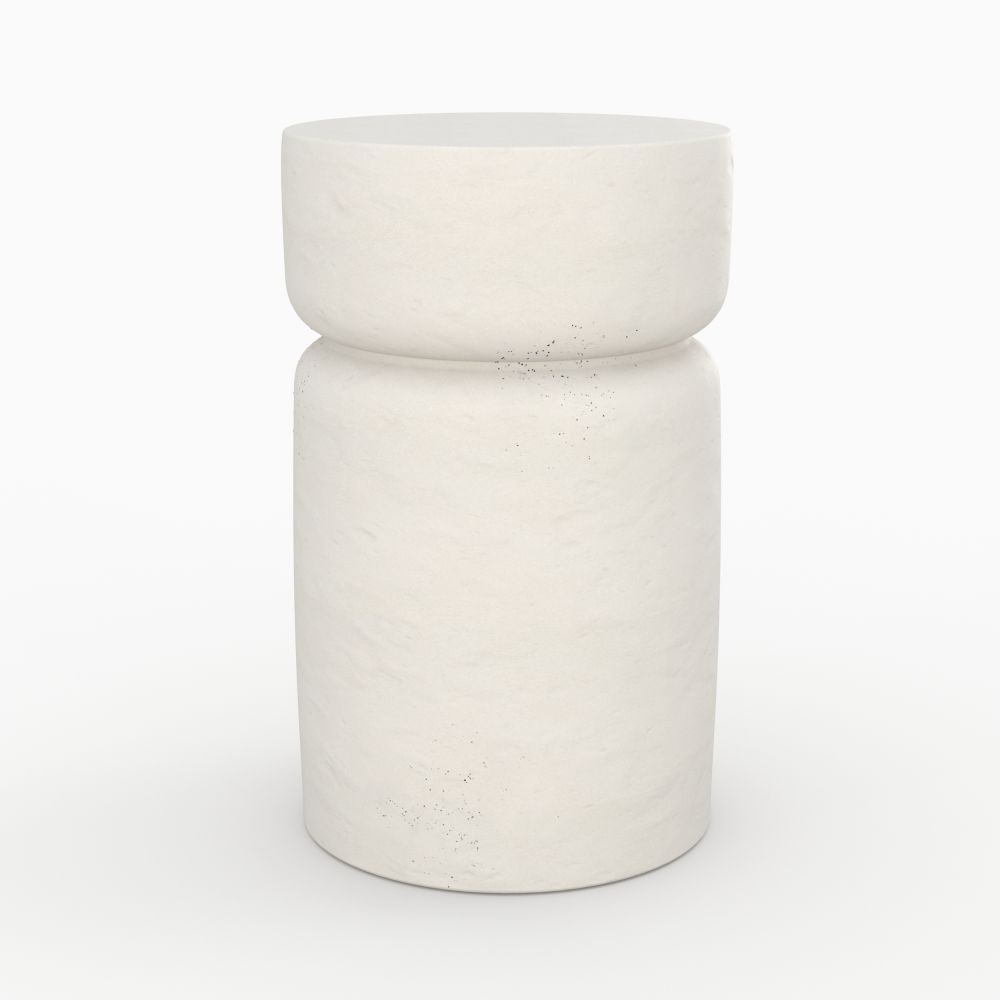 tahiti table d appoint ronde beton blanc minimaliste - miniature