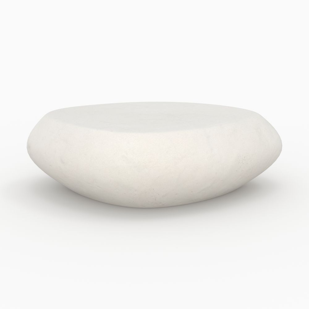 maui table basse en beton blanc ovale triangle arrondie - miniature