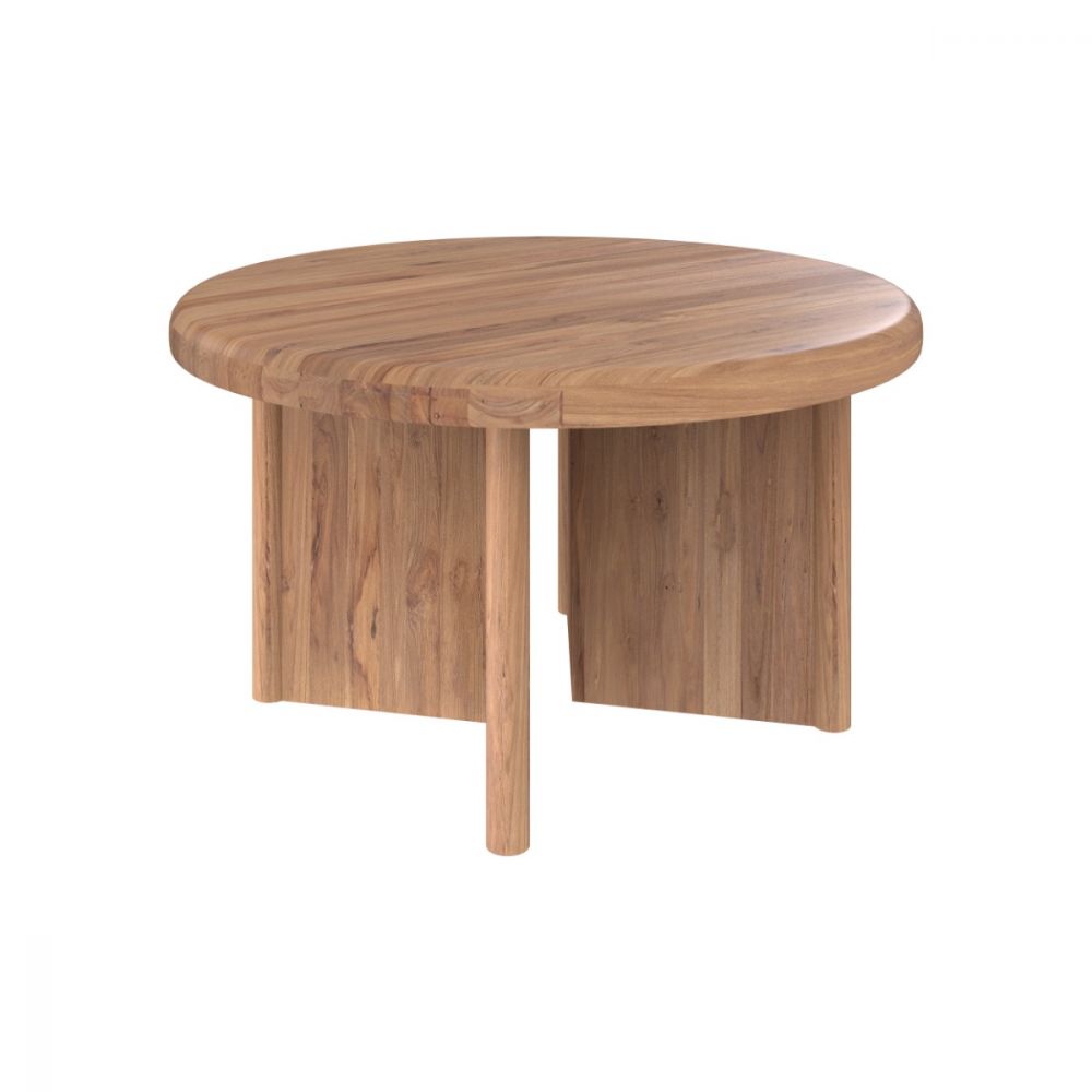 table basse ronde en bois de teck d80 cm bana - miniatura