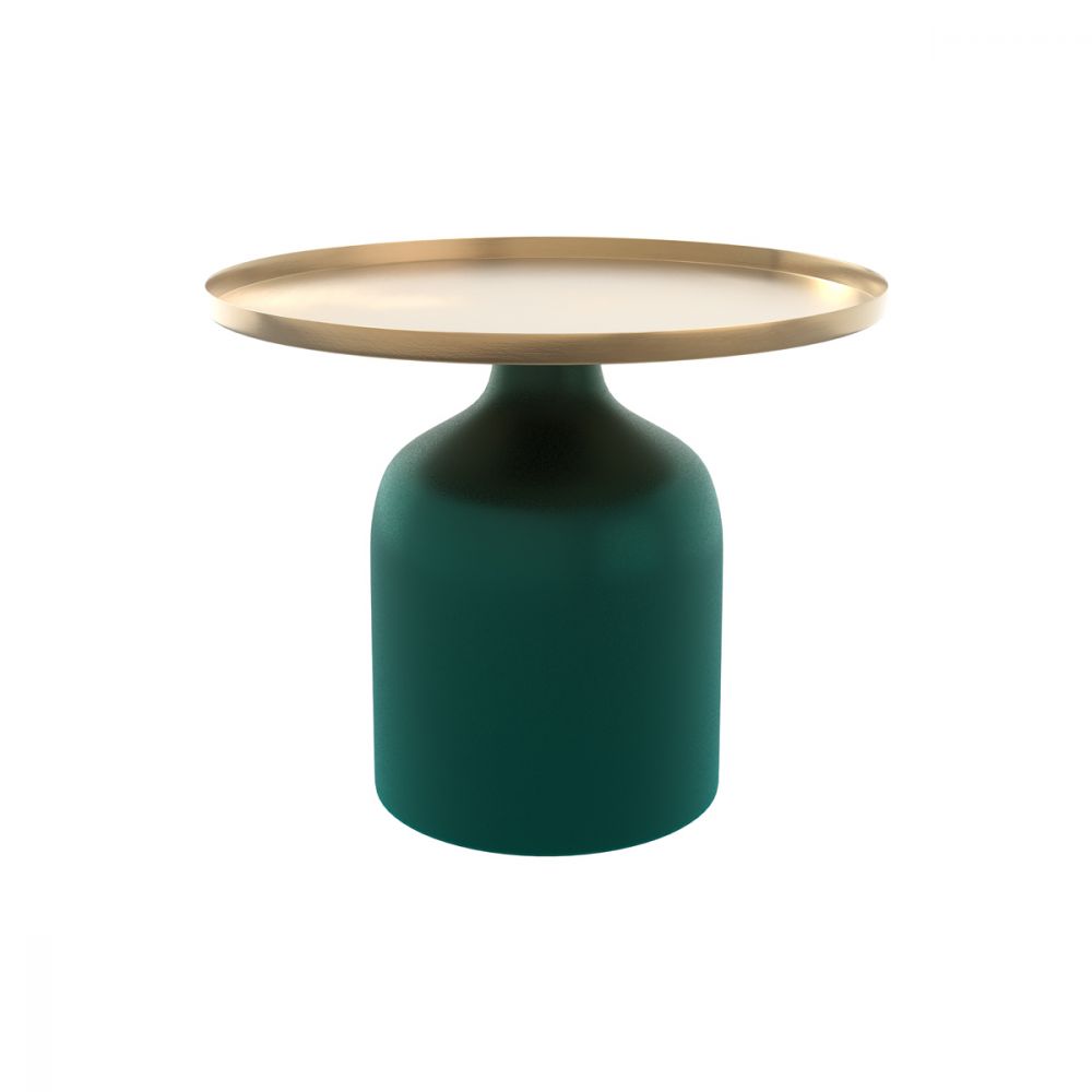 table d appoint ronde plateau dore pied vert lyne - miniatura