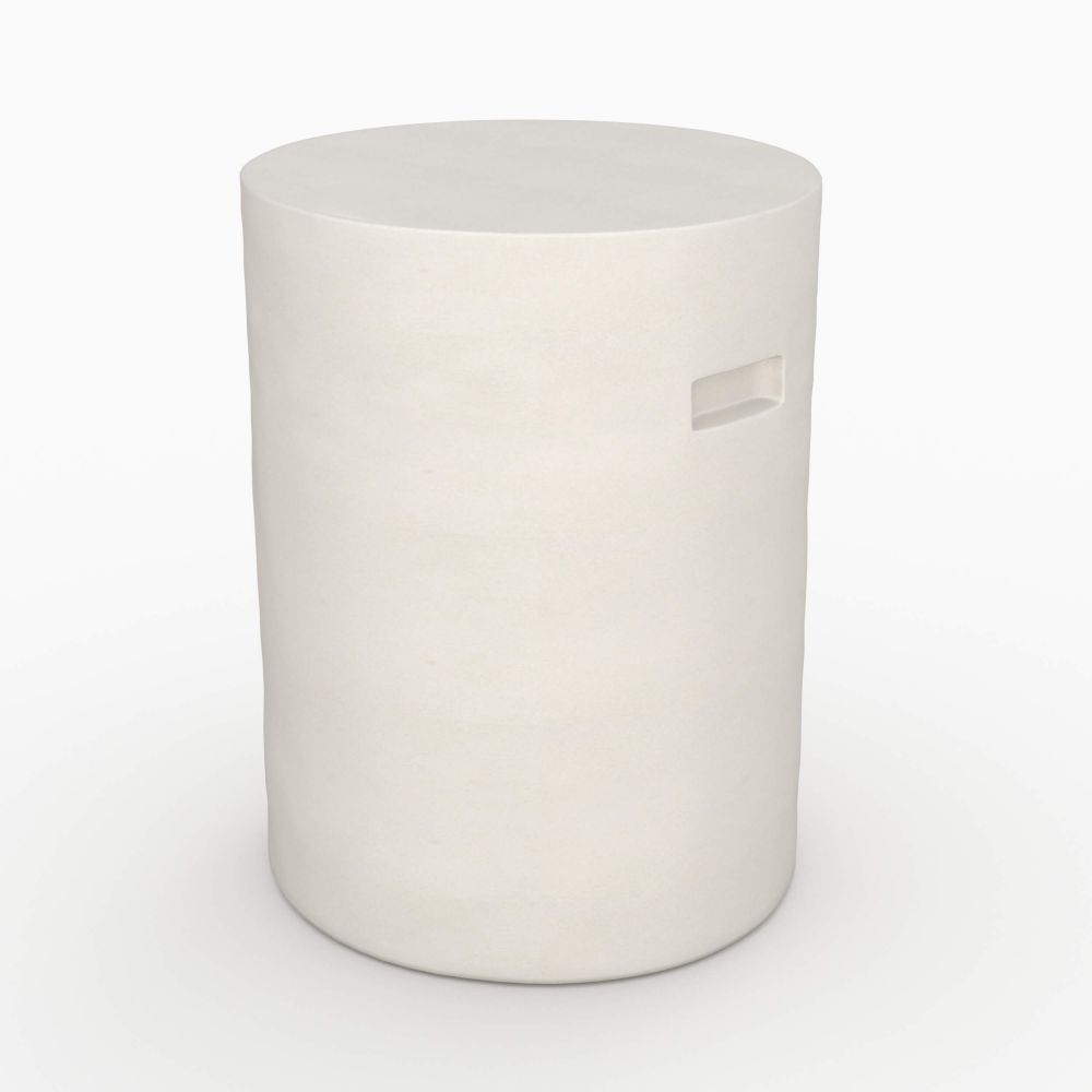 table d appoint ronde santorini en beton blanc cylindre - miniature