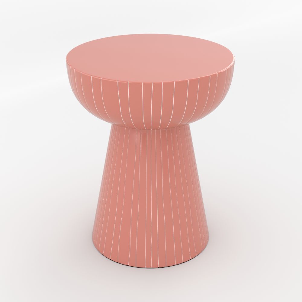 table d appoint rose raye blanc metal sidonie - miniatura