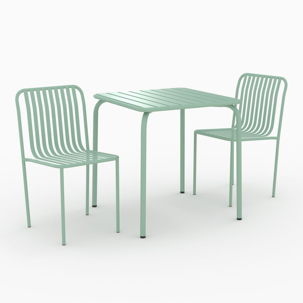 table et chaises de jardin metal vert yumi 2 personnes indus_1 - miniature