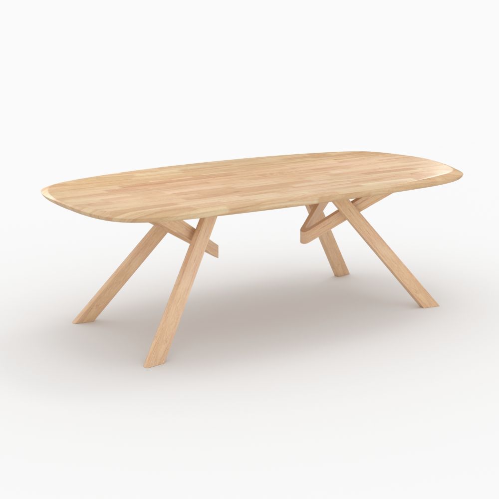 table merlin en bois d hevea massif clair 8 personnes - miniature