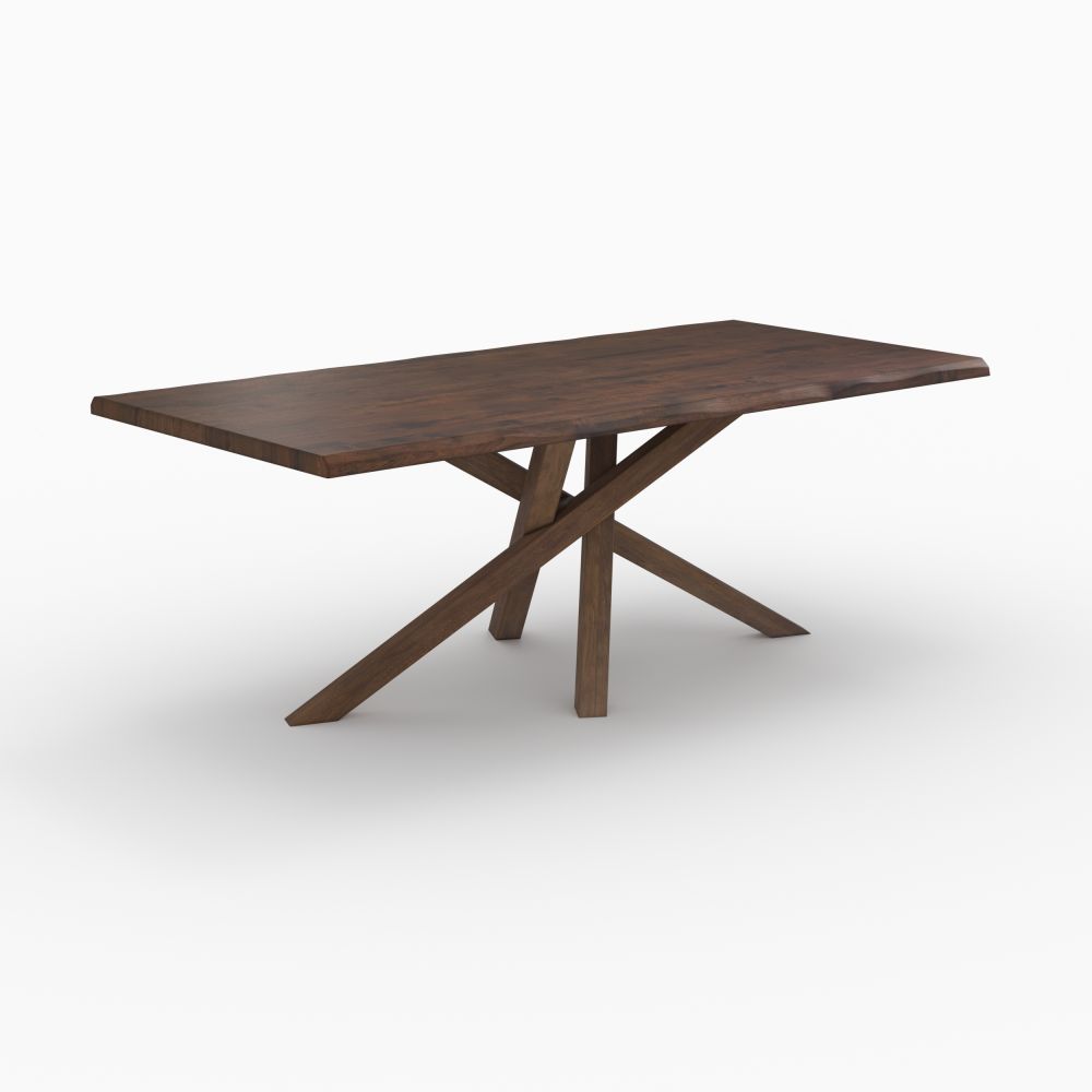 table robin en bois d hevea massif fonce 8 personnes - miniature