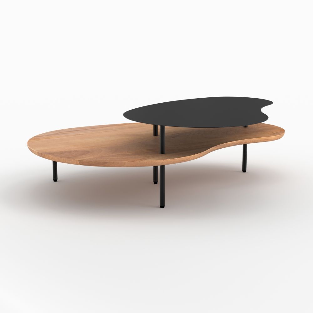 tables gigognes moji bois metal noir lot de 2 - miniature