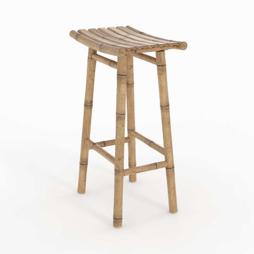 tabouret de bar vadella exterieur en bambou 74 cm jardin - miniatura