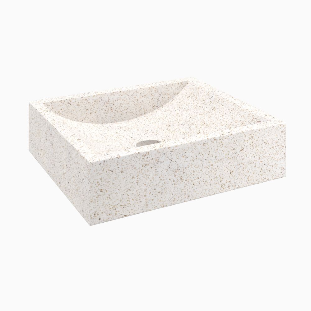 vasque salle de bain terrazzo blanc rectangulaire lysea - miniature