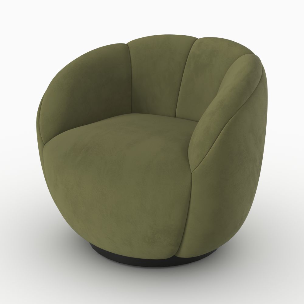 yse fauteuil velours vert pivotant style confort - miniature