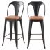 Chaises de bar mi-hauteur Charly noires et marron 66cm (lot de 2)