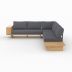Canapé d'angle de jardin Seya en bois et tissu gris 4 places