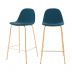 Chaise de bar mi-hauteur Henrik en cuir synthétique bleue 65 cm (lot de 2)