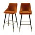 Chaise de bar Aristote en velours orange 77.5 cm (lot de 2)
