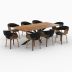 table et chaises piada 8 personnes cuir synthetique noir et bois