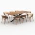 table et chaises surdiman cuir synthetique beige et bois