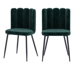 achat chaise en velours vert pieds noir