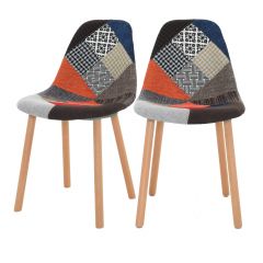 achat chaise tissu patchwork pieds bois petit prix lot 2