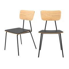 achat de chaise en bois clair cuir synthetique et pied en metal noir